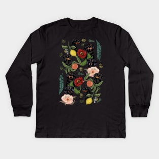 Botanical and Black Dachshund Kids Long Sleeve T-Shirt